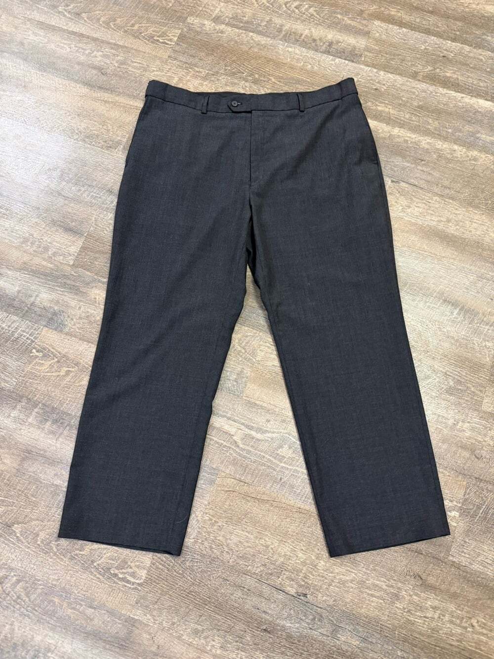 Stafford Performance Dress Pants Mens 42x30 Brown Wool Blend Classic Fit Black